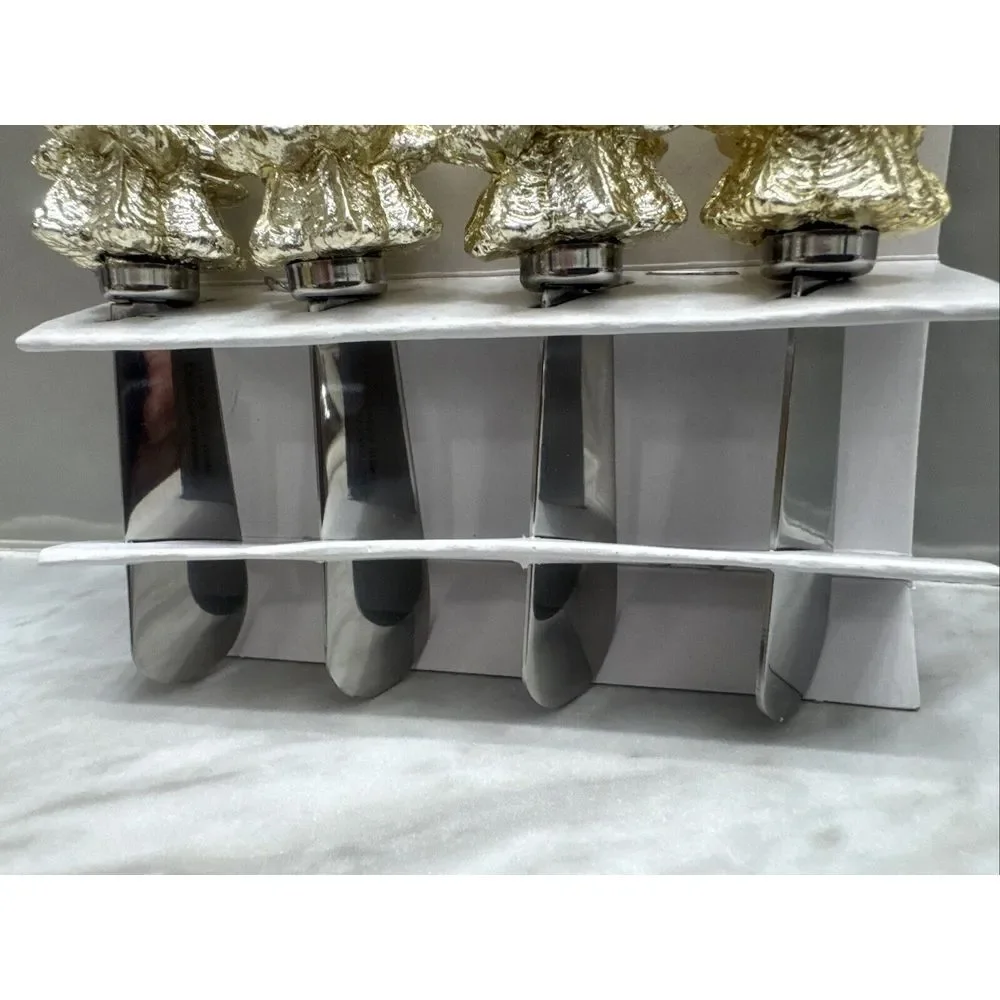 BOSTON WAREHOUSE ,Christmas Cheese Butter Spreaders, Silver Gold‎ Trees-4 VTG